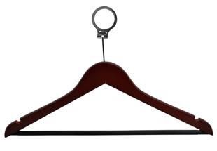 Dark Wood Anti Theft Hanger with anti theft ring